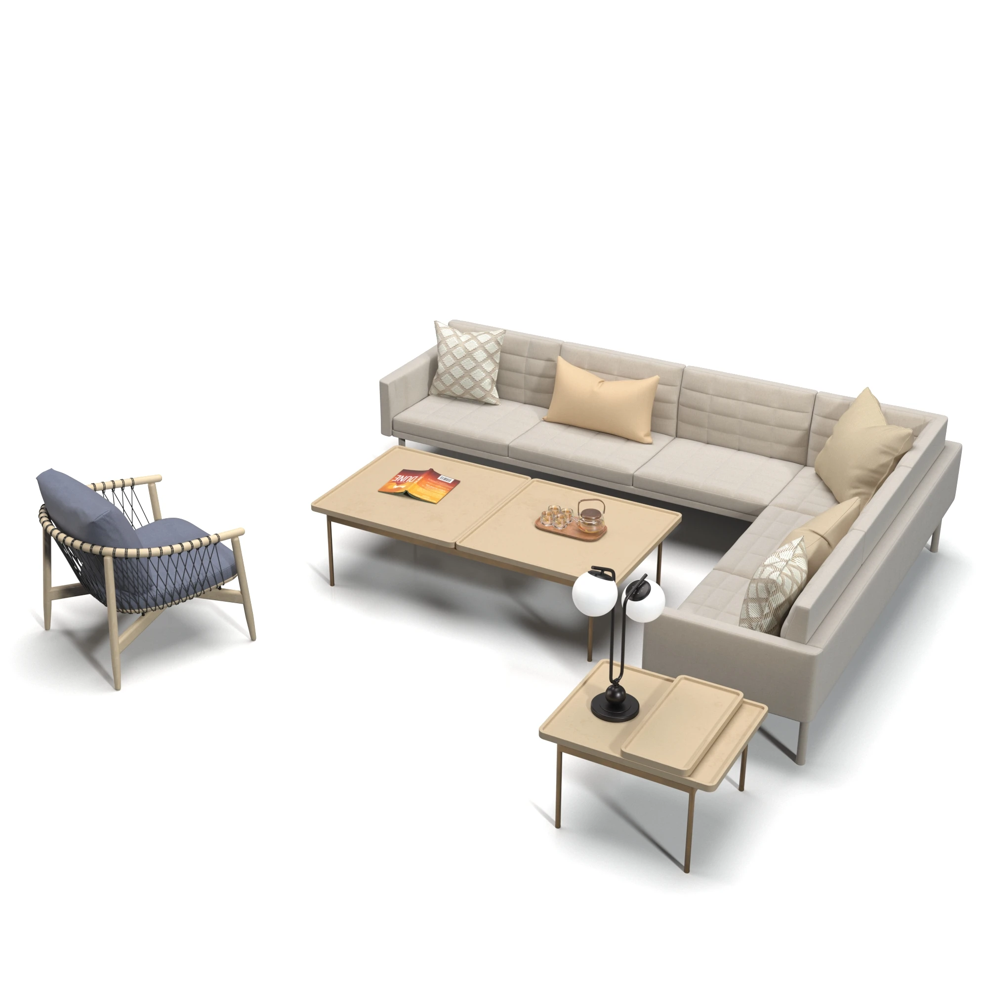 Tuxedo Sofa Set 3D Model_06